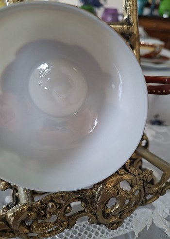 Altın İşlemeli Koyu Desenli Tabak ve Fincan Seti - Görsel 8