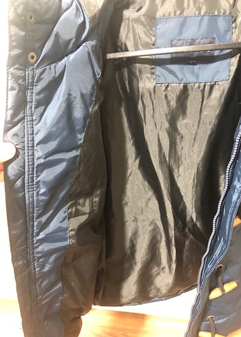 Koyu Mavi Deri Detaylı Erkek Mont - Görsel 5