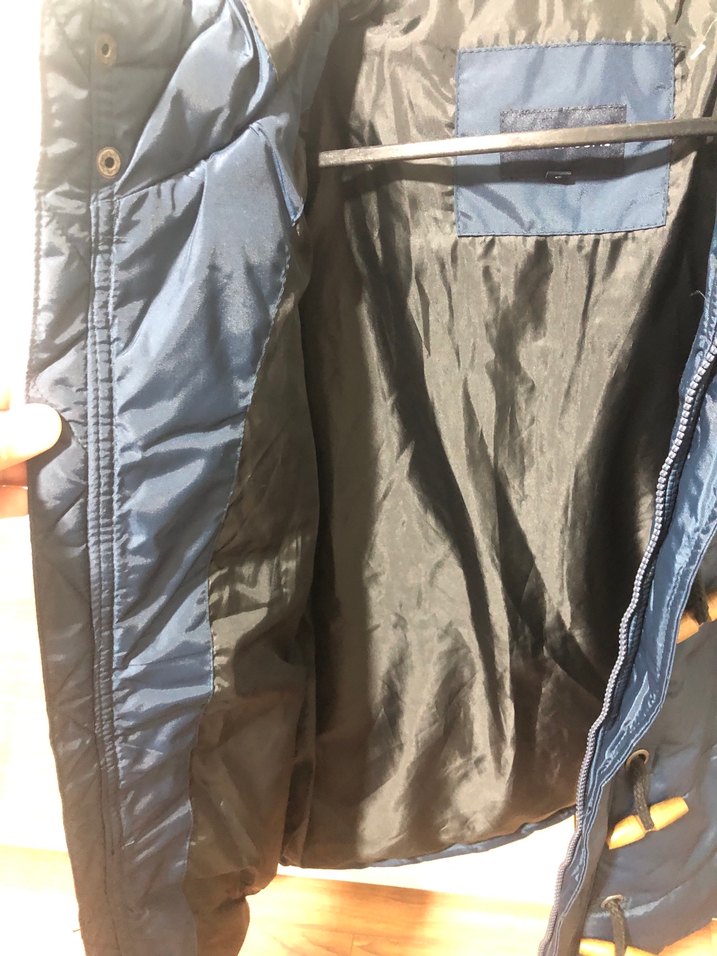 Koyu Mavi Deri Detaylı Erkek Mont - Görsel 5