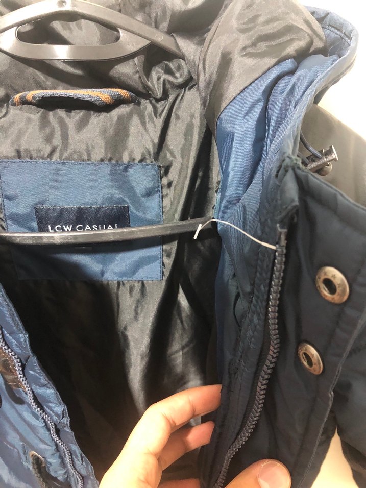 Koyu Mavi Deri Detaylı Erkek Mont - Görsel 2