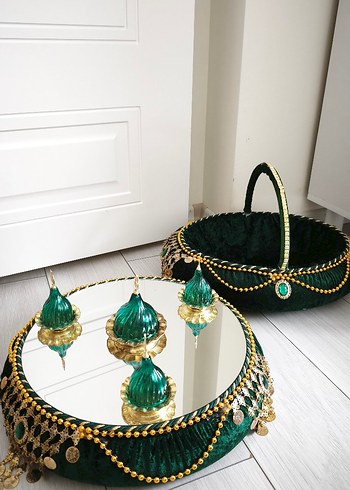 Yeşil Kadife kına  Sepet  seti - Görsel 3