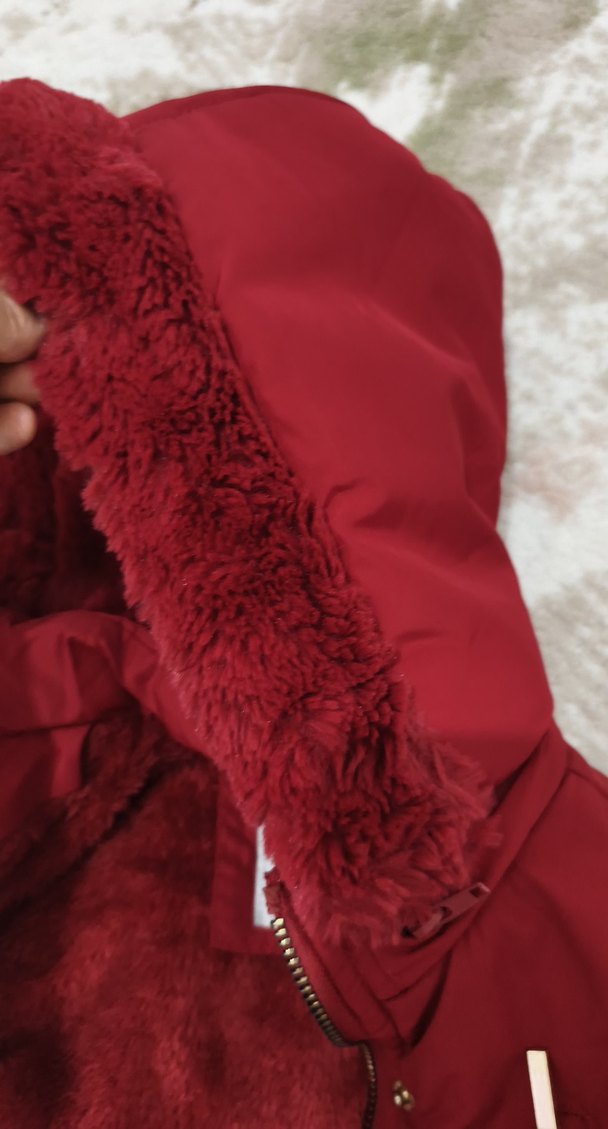 Bordo Kürklü Kız Çocuk Mont - Görsel 5