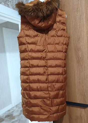 Kahverengi Uzun Kürklü Kadın Yelek - Görsel 2