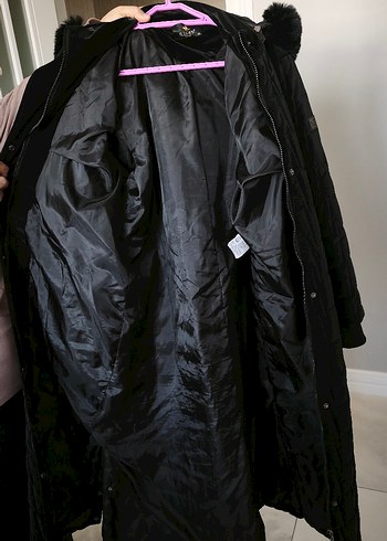 Siyah Kadın Uzun Kürklü Kışlık Mont - Görsel 6