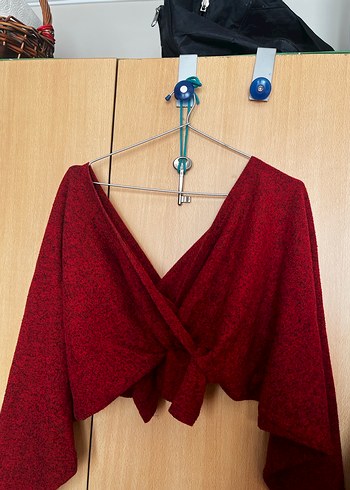 Kırmızı V Yaka Salaş Hamile Hırka - Görsel 3
