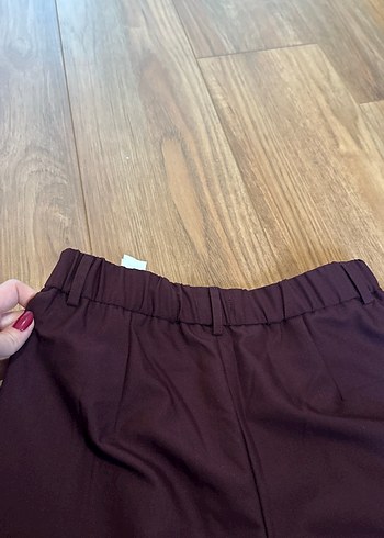 Bordo Rahat Kesim Kadın Kumaş Pantolon - Görsel 6
