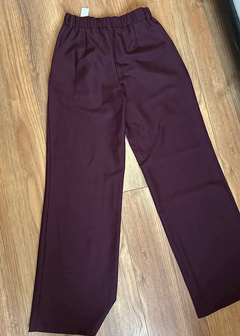 Bordo Rahat Kesim Kadın Kumaş Pantolon - Görsel 5