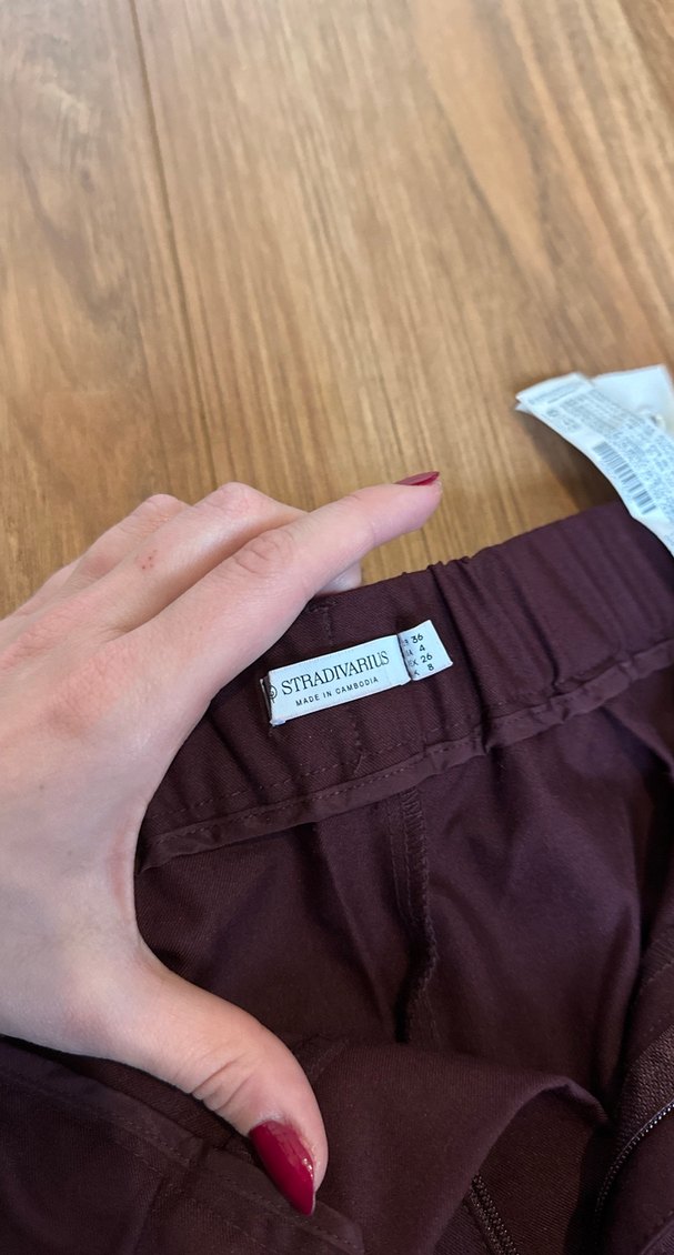 Bordo Rahat Kesim Kadın Kumaş Pantolon - Görsel 3