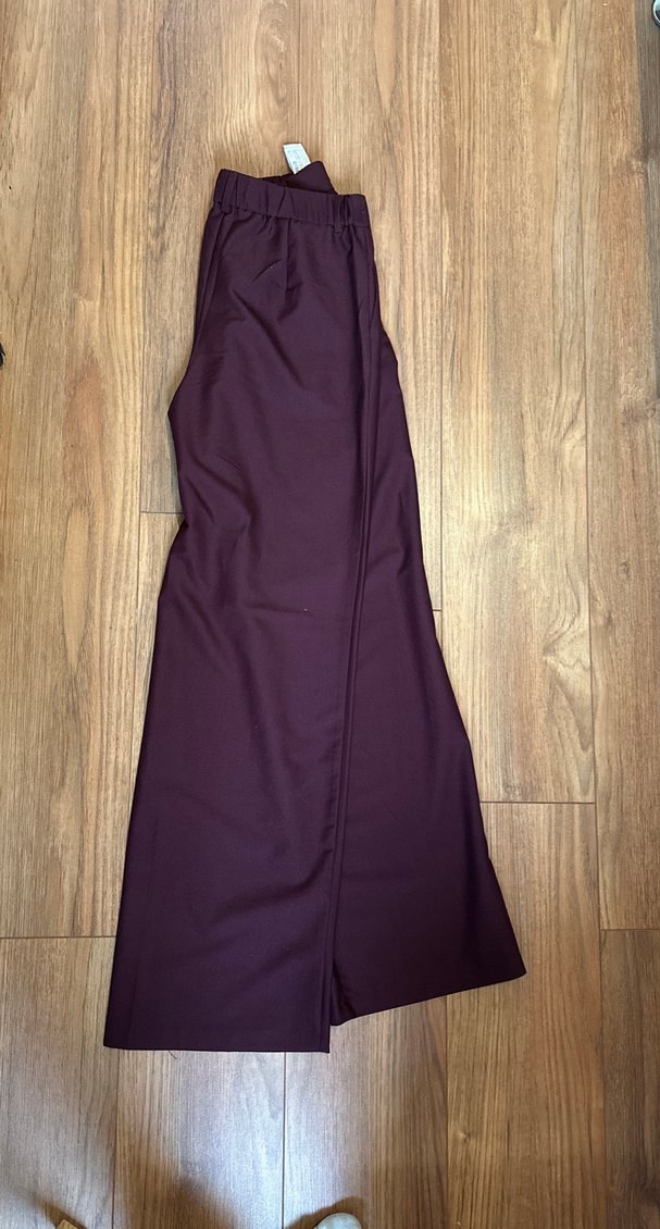 Bordo Rahat Kesim Kadın Kumaş Pantolon - Görsel 4