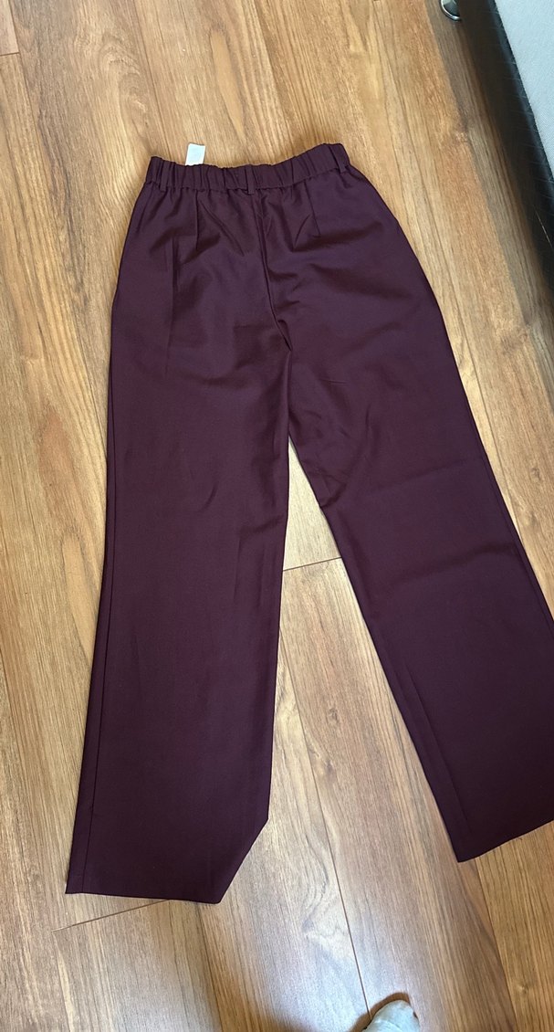 Bordo Rahat Kesim Kadın Kumaş Pantolon - Görsel 5