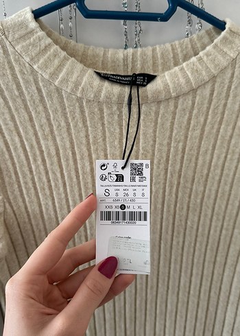 Bej Örgü Kadın Uzun Kollu Elbise - Görsel 2