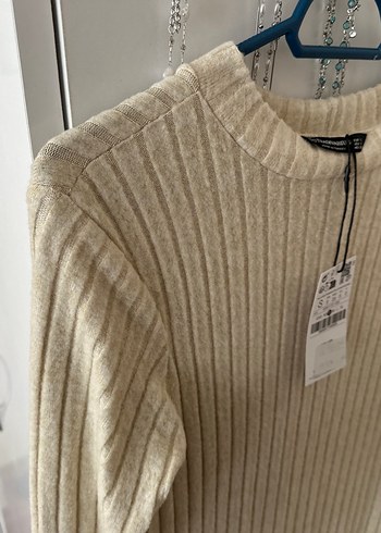 Bej Örgü Kadın Uzun Kollu Elbise - Görsel 5