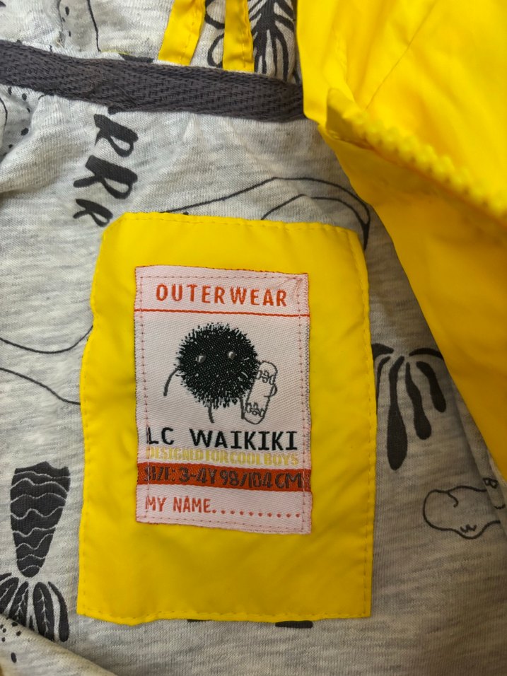 Erkek Çocuk Sarı Kapüşonlu Fermuarlı Yağmurluk - Görsel 3