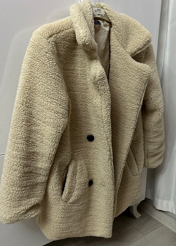 Bej Midi Kadın Peluş Kaban - Görsel 4