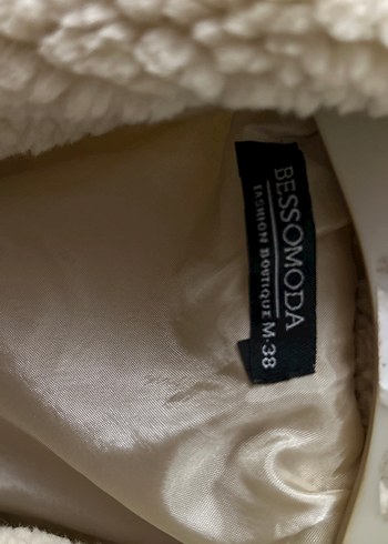 Bej Midi Kadın Peluş Kaban - Görsel 2