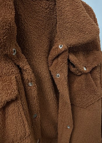 Düğmeli Kahverengi Midi Kadın Ceket - Görsel 2