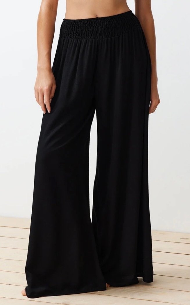 Kadın Siyah Salaş Uzun Kumaş Pantolon - Görsel 2