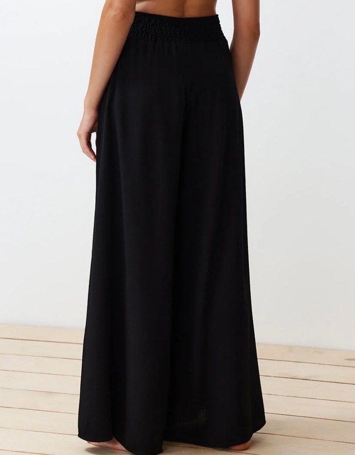 Kadın Siyah Salaş Uzun Kumaş Pantolon - Görsel 3