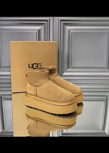 Bej Süet Platform Topuklu Kadın Bot - Görsel 4