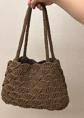 Örgü Kahverengi Kadın Çanta - Görsel 6