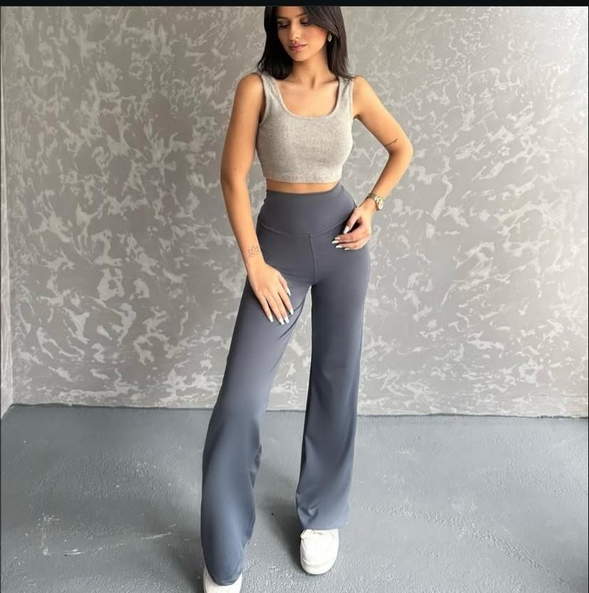 Gri Spor Kadın Tayt - Midi Boy - Görsel 4