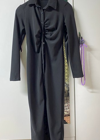 Siyah uzun elbise - Görsel 3