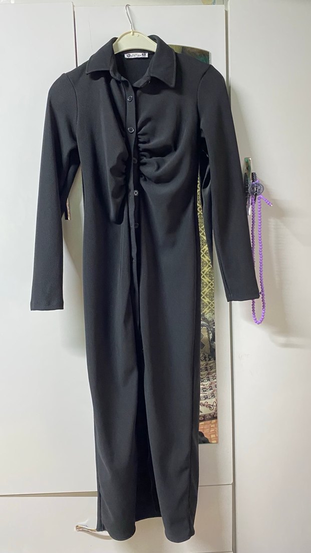 Siyah uzun elbise - Görsel 3