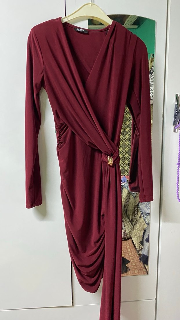 Bordo elbise - Görsel 2