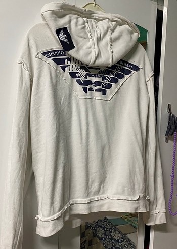 Beyaz Kapüşonlu Fermuarlı Kadın Ceket - Görsel 3