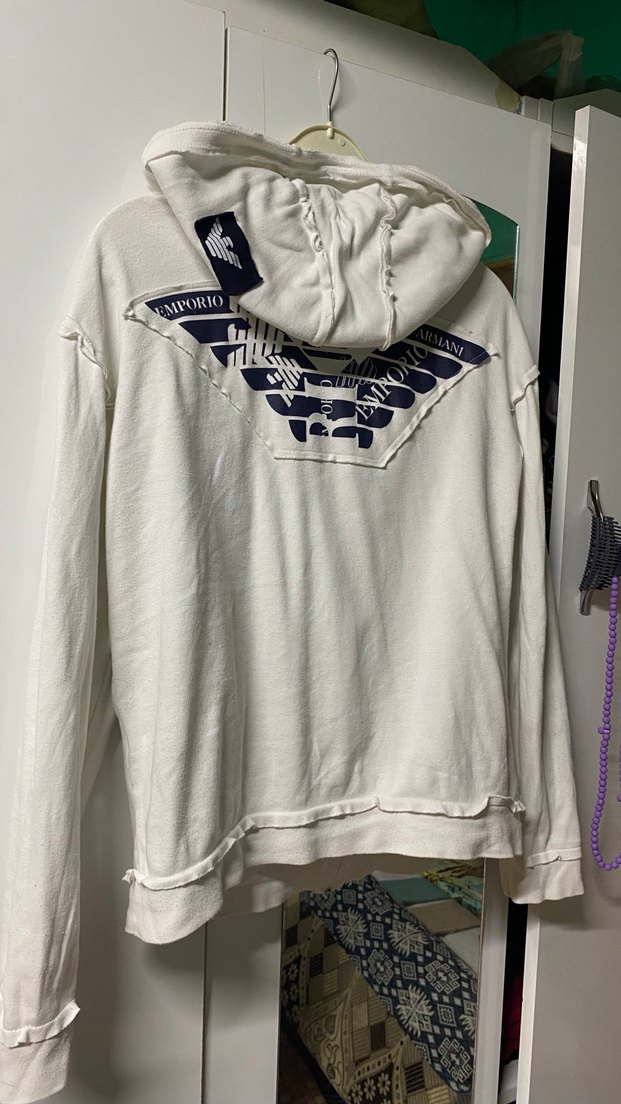 Beyaz Kapüşonlu Fermuarlı Kadın Ceket - Görsel 3