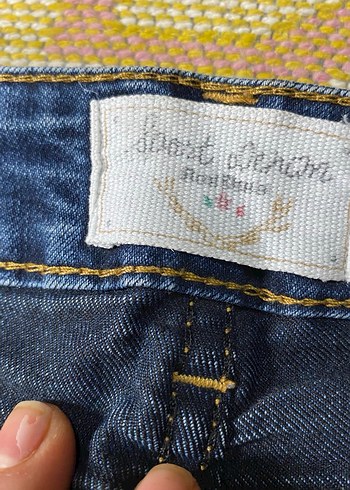 Nakışlı Mavi Düğmeli Kadın Kot Pantolon - Görsel 2