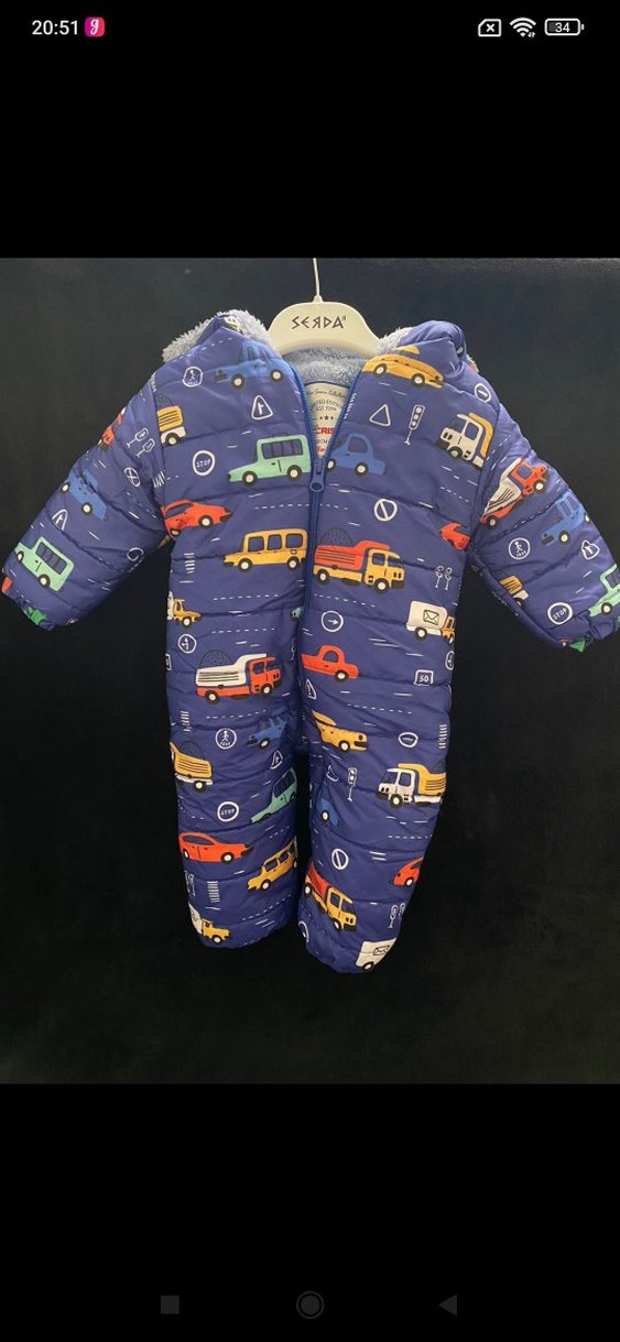 Renkli Desenli Bebek Erkek astronot mont - Görsel 2