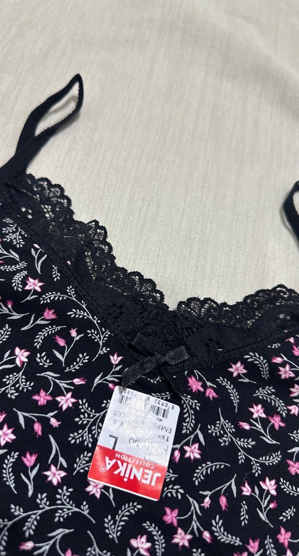 Dantel Detaylı Siyah Desenli  Atlet - Görsel 2