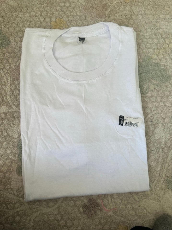 Beyaz Erkek Kısa Kollu Pamuklu Tişört - Görsel 4