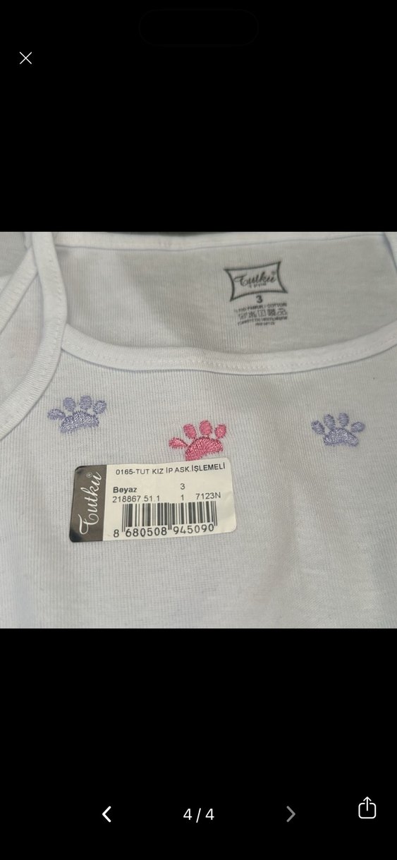 2 li Beyaz Baskılı Kız Çocuk Atlet - Görsel 3