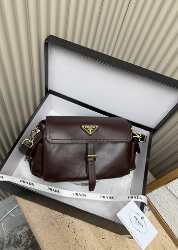 Prada Kahverengi Deri Capraz Canta
