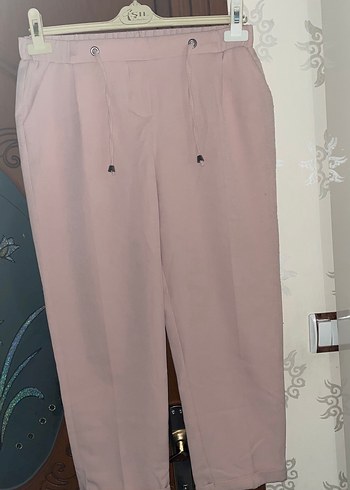 Pembe Midi Kadın Kumaş Pantolon - Görsel 3