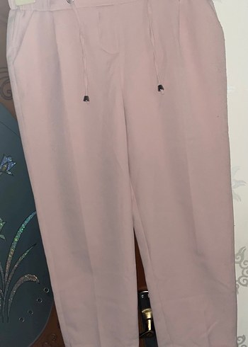 Pembe Midi Kadın Kumaş Pantolon - Görsel 2