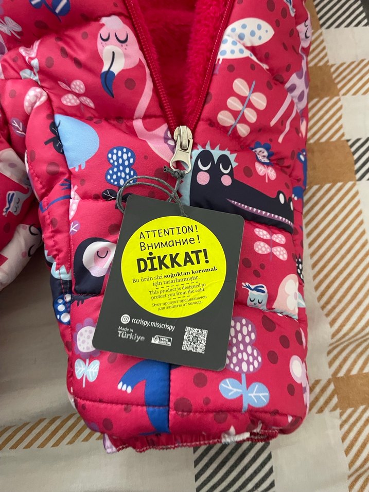 Renkli Desenli Kürklü Kapüşonlu Bebek Tulumu - Görsel 4