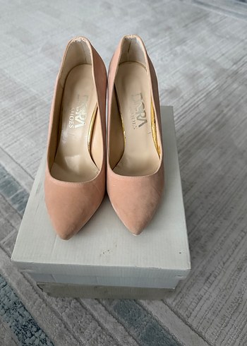 Bej Süet Stiletto Kadın Ayakkabı - Görsel 2