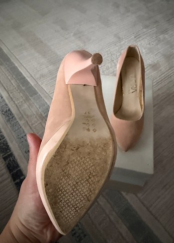 Bej Süet Stiletto Kadın Ayakkabı - Görsel 3