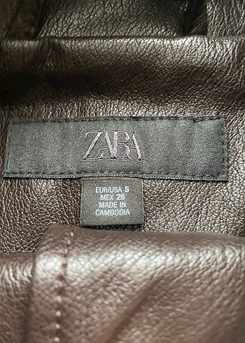 Zara marka orijinal yeni sezon Suni Deri Dik Yaka Ceket - Görsel 7