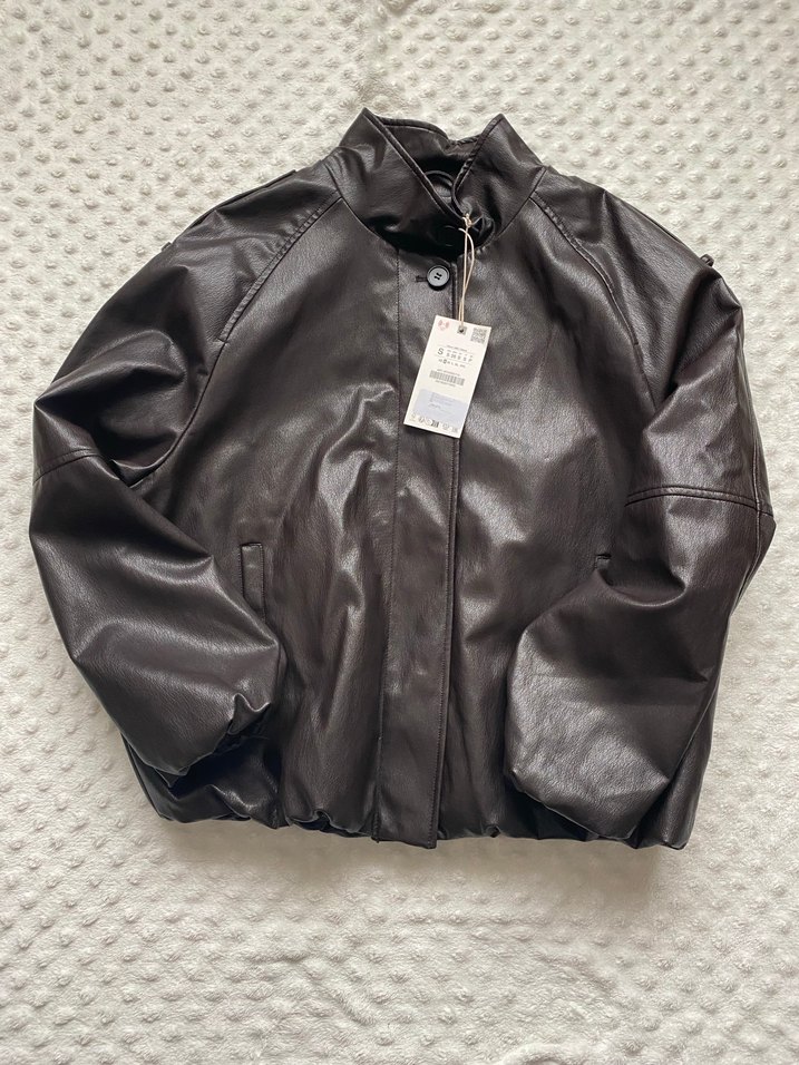 Zara marka orijinal yeni sezon Suni Deri Dik Yaka Ceket - Görsel 5