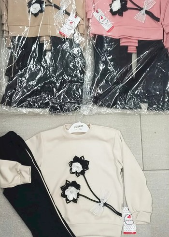 Pembe Çiçek İşlemeli Kız Sweatshirt - Görsel 3