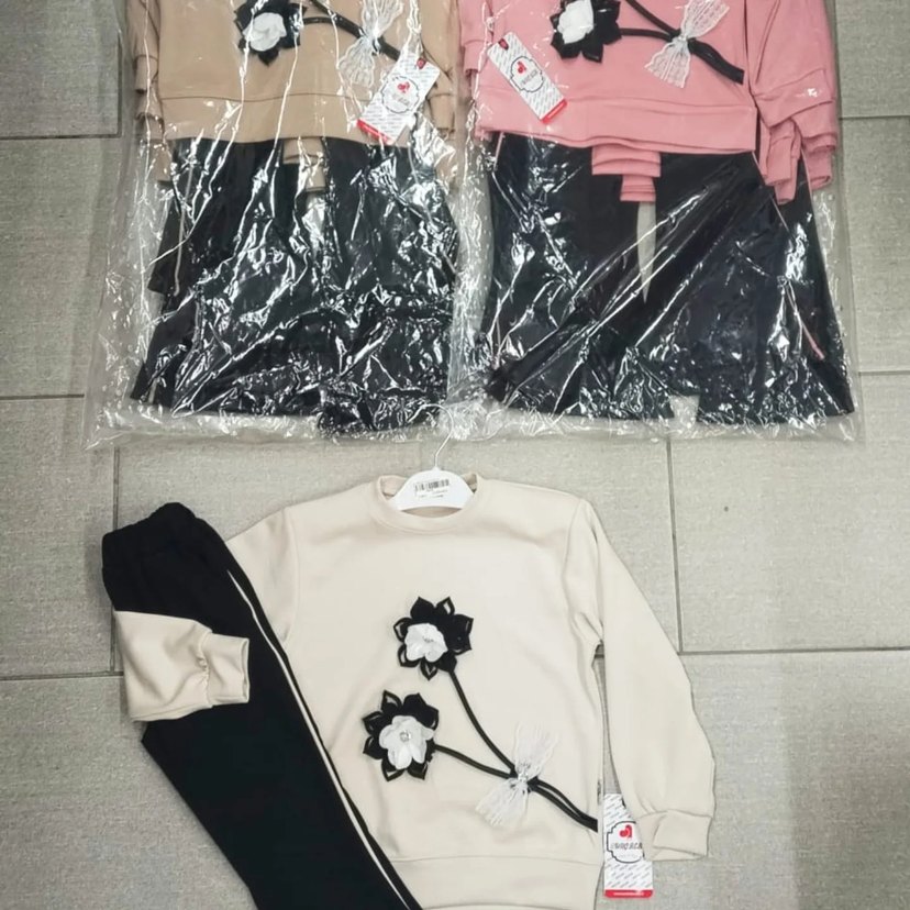 Pembe Çiçek İşlemeli Kız Sweatshirt - Görsel 3