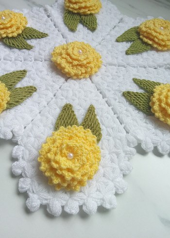 Sarı Çiçekli Örgü - Görsel 5