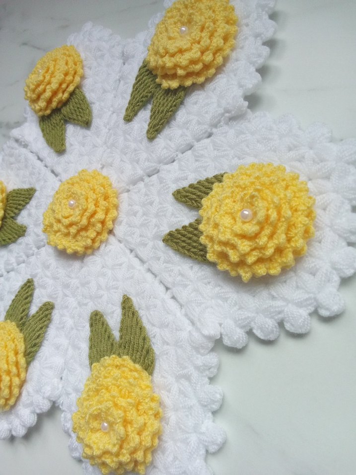 Sarı Çiçekli Örgü - Görsel 4