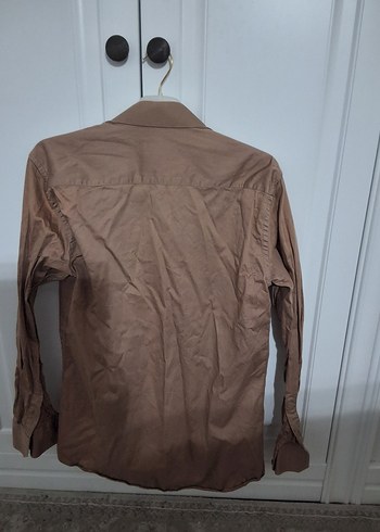 Bej Keten Erkek Gömlek, Düğmeli, Uzun Kollu - Görsel 4