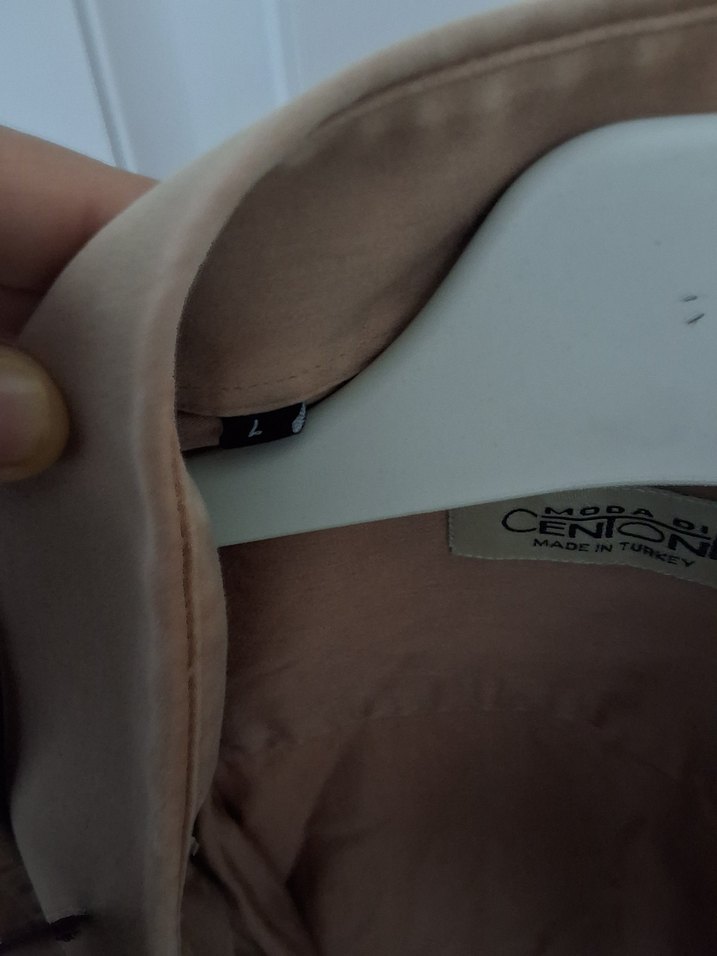 Bej Keten Erkek Gömlek, Düğmeli, Uzun Kollu - Görsel 5