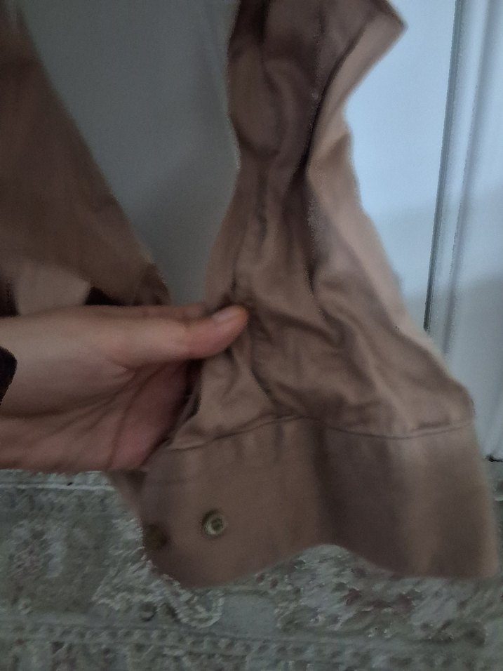 Bej Keten Erkek Gömlek, Düğmeli, Uzun Kollu - Görsel 3